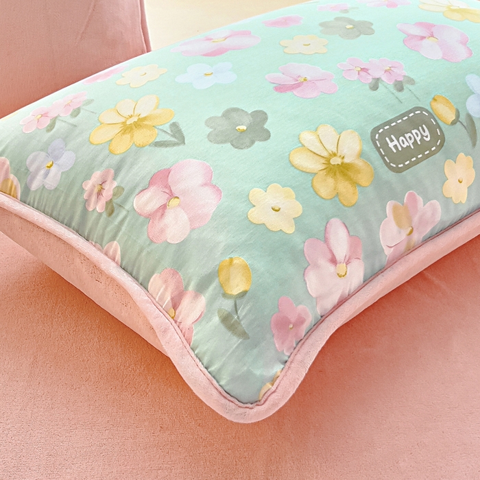 91家纺网 家纺一手货源 找家纺 琪琪阁家纺 2025新款A类全棉纯棉加牛奶绒包边款单被套四件套 花满城