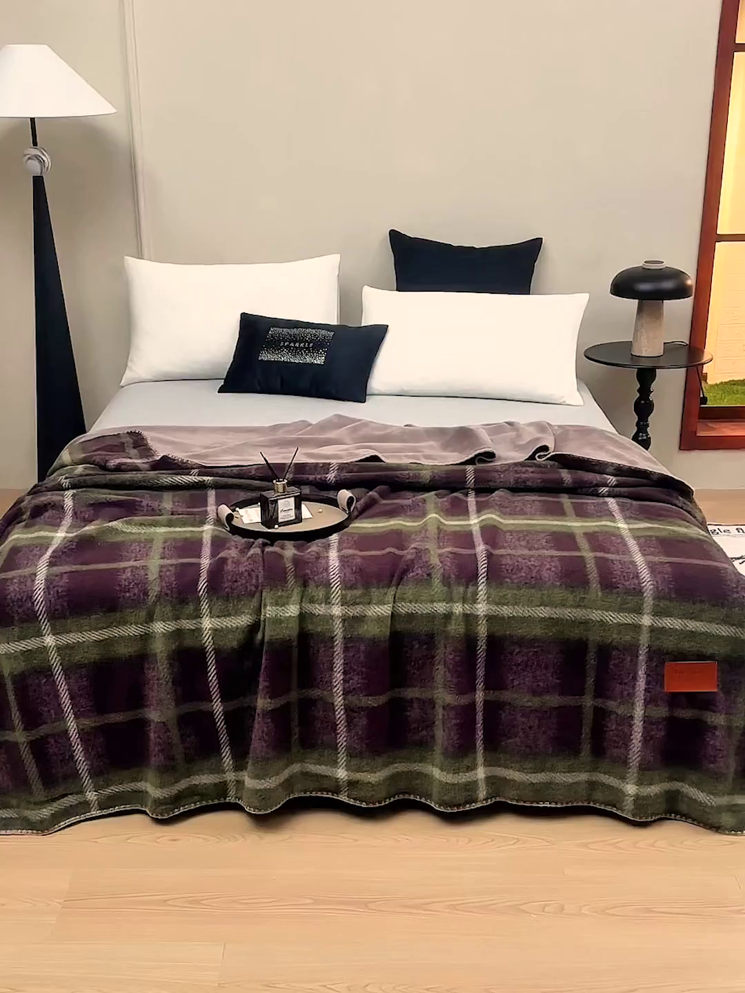 91家纺网 家纺一手货源 找家纺 肖恩毯业 2025新款仿羊绒毛毯羊驼绒绵羊绒毯 仿羊绒-安哥拉红绿