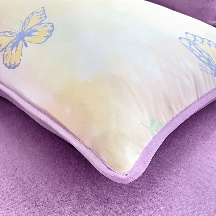 91家纺网 家纺一手货源 找家纺 琪琪阁家纺 2025新款A类全棉纯棉加牛奶绒包边款单被套四件套 梦蝶