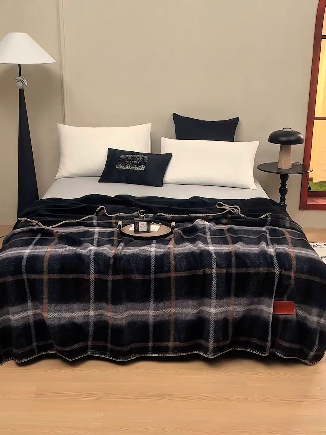 91家纺网 家纺一手货源 找家纺 肖恩毯业 2025新款仿羊绒毛毯羊驼绒绵羊绒毯 仿羊绒-宝莉黑咖