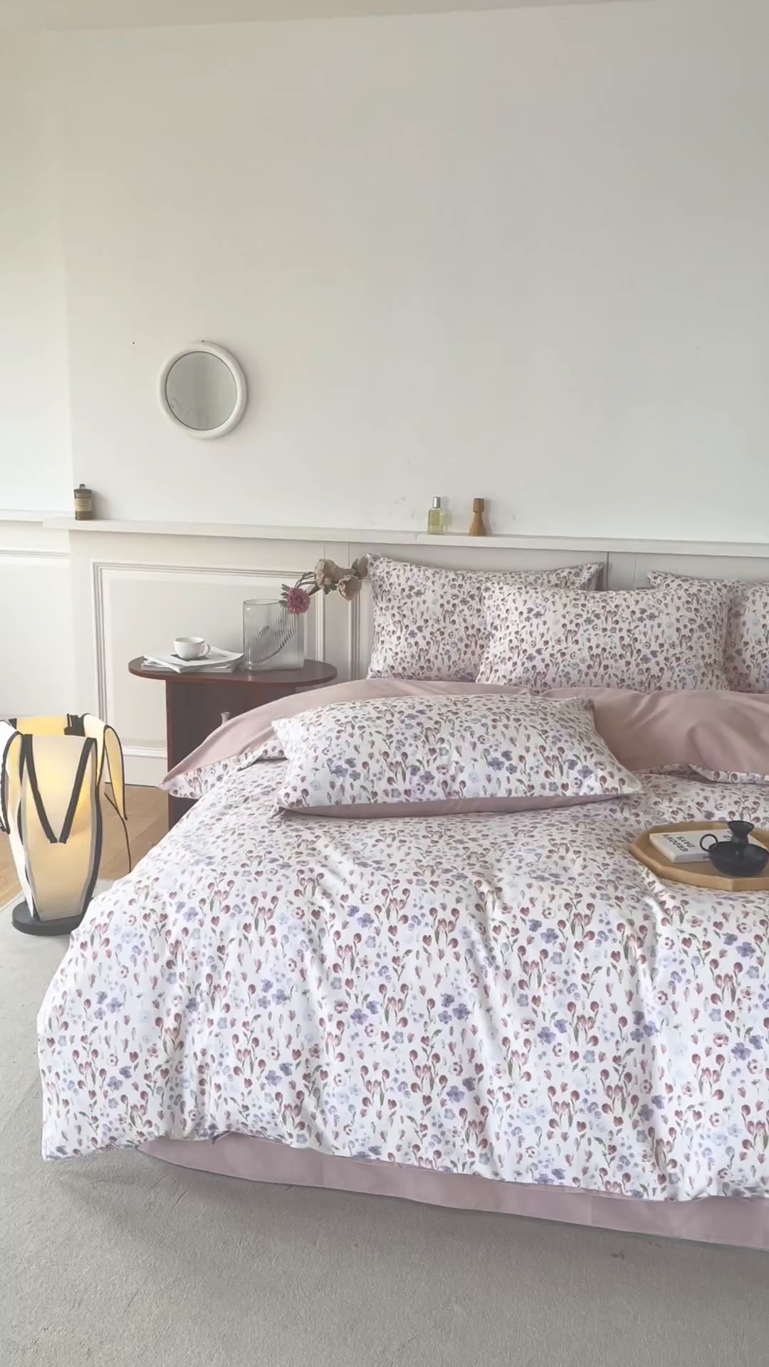 91家纺网 家纺一手货源 找家纺 绫韵家纺 2025秋冬新款印花全棉磨毛冬季加厚纯棉磨毛三件套四件套系列 邻家小院粉