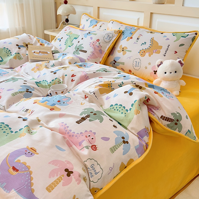 91家纺网 家纺一手货源 找家纺 琪琪阁家纺 2025新款A类全棉纯棉加牛奶绒包边款单被套四件套 奇妙之旅