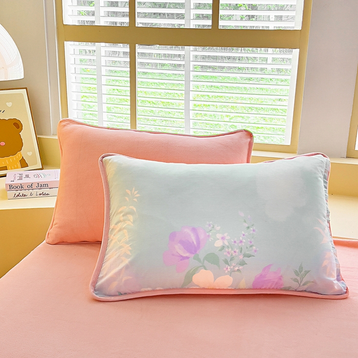 91家纺网 家纺一手货源 找家纺 琪琪阁家纺 2025新款A类全棉纯棉加牛奶绒包边款单被套四件套 清风烟雨