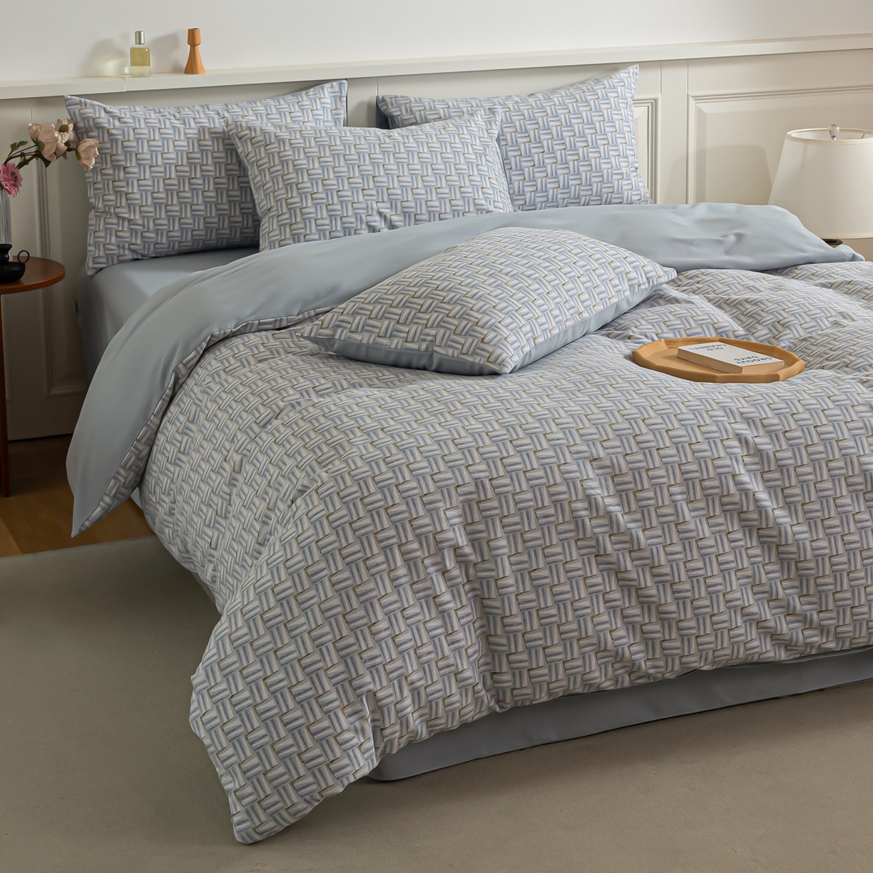 91家纺网 家纺一手货源 找家纺 绫韵家纺 2025秋冬新款印花全棉磨毛冬季加厚纯棉磨毛三件套四件套系列 洛林