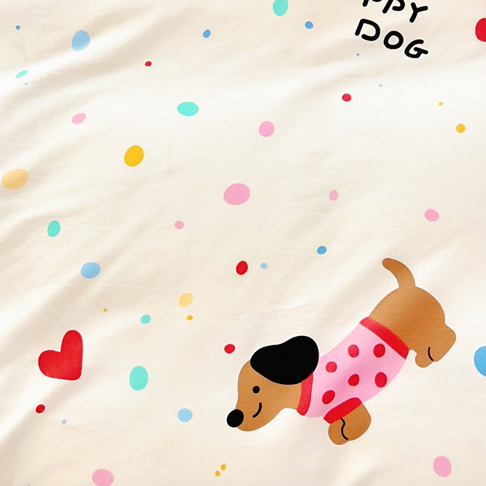 91家纺网 家纺一手货源 找家纺 琪琪阁家纺 2025新款A类全棉纯棉加牛奶绒包边款单被套四件套 汪星人