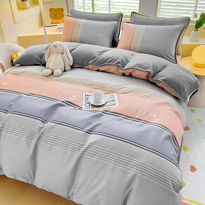 91家纺网 家纺一手货源 找家纺 琪琪阁家纺 2025新款A类全棉纯棉加牛奶绒包边款单被套四件套 悦享生活