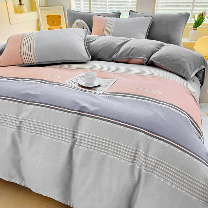 91家纺网 家纺一手货源 找家纺 琪琪阁家纺 2025新款A类全棉纯棉加牛奶绒包边款单被套四件套 悦享生活