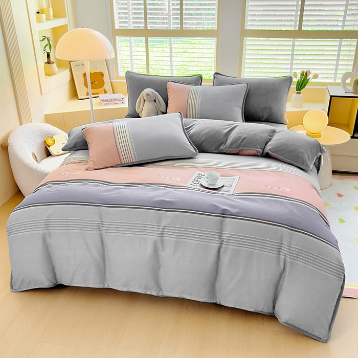 91家纺网 家纺一手货源 找家纺 琪琪阁家纺 2025新款A类全棉纯棉加牛奶绒包边款单被套四件套 悦享生活