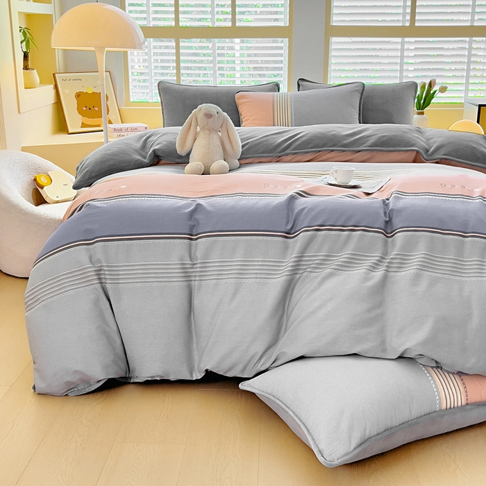 91家纺网 家纺一手货源 找家纺 琪琪阁家纺 2025新款A类全棉纯棉加牛奶绒包边款单被套四件套 悦享生活