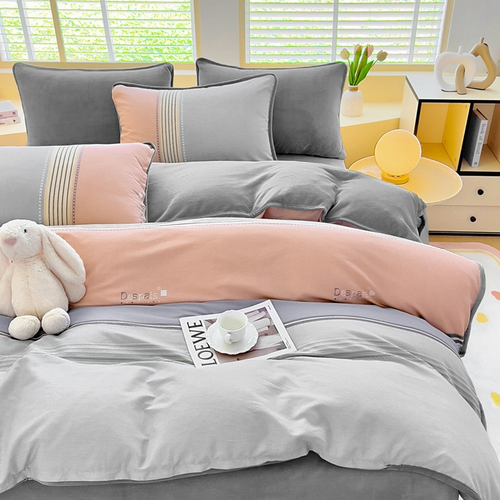 91家纺网 家纺一手货源 找家纺 琪琪阁家纺 2025新款A类全棉纯棉加牛奶绒包边款单被套四件套 悦享生活