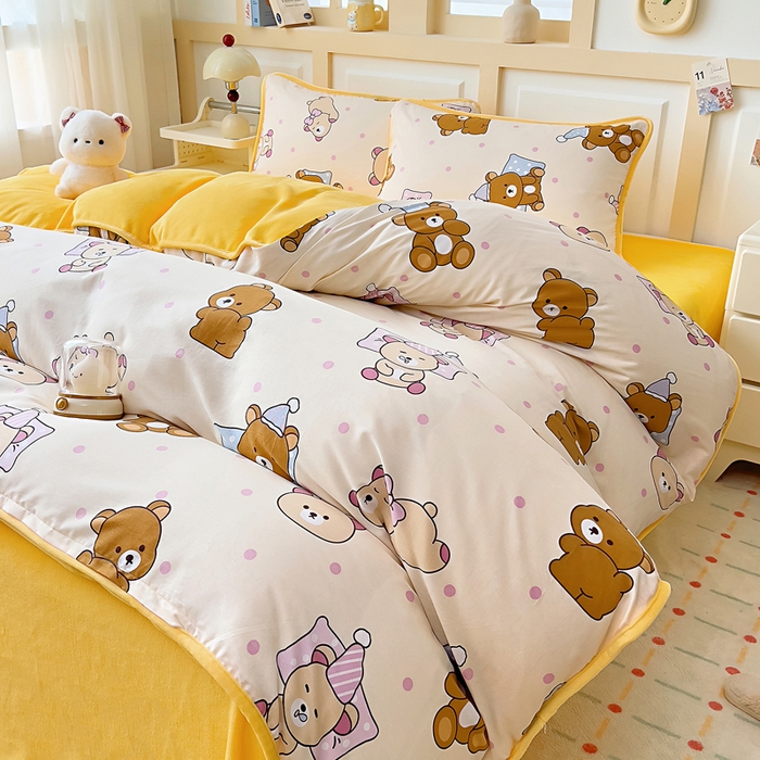 91家纺网 家纺一手货源 找家纺 琪琪阁家纺 2025新款A类全棉纯棉加牛奶绒包边款单被套四件套 枕边语