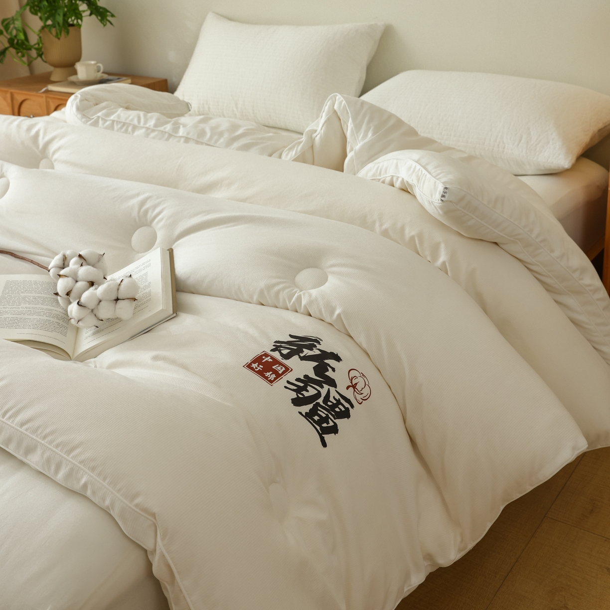 91家纺网 家纺一手货源 找家纺 雯雨家纺 2025新款100%双边立体麻绳棉花冬被被子被芯 双边立体棉花被-白色