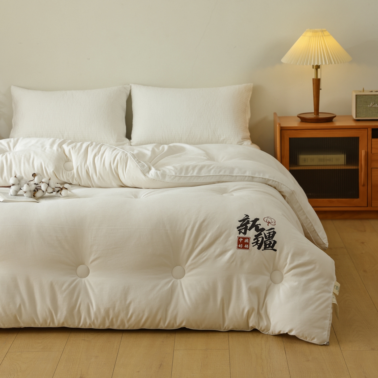 91家纺网 家纺一手货源 找家纺 雯雨家纺 2025新款100%双边立体麻绳棉花冬被被子被芯 双边立体棉花被-白色