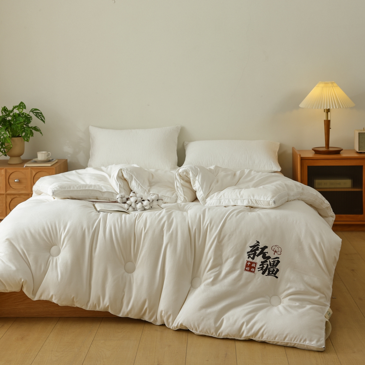 91家纺网 家纺一手货源 找家纺 雯雨家纺 2025新款100%双边立体麻绳棉花冬被被子被芯 双边立体棉花被-白色