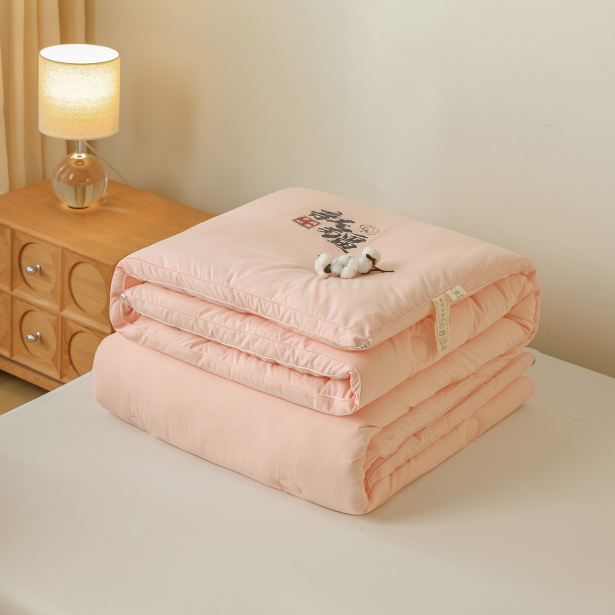 91家纺网 家纺一手货源 找家纺 雯雨家纺 2025新款100%双边立体麻绳棉花冬被被子被芯 双边立体棉花被-粉色