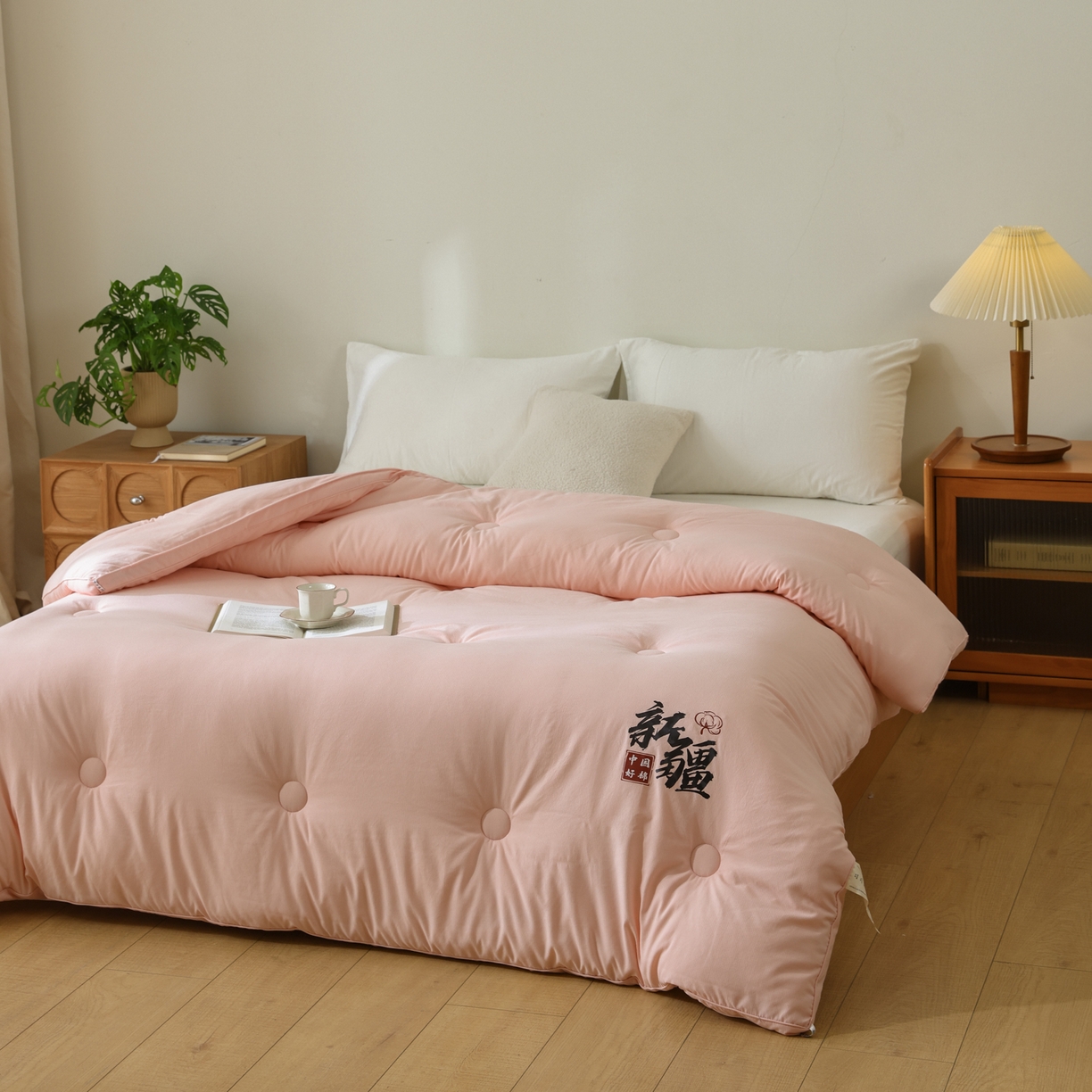 91家纺网 家纺一手货源 找家纺 雯雨家纺 2025新款100%双边立体麻绳棉花冬被被子被芯 双边立体棉花被-粉色