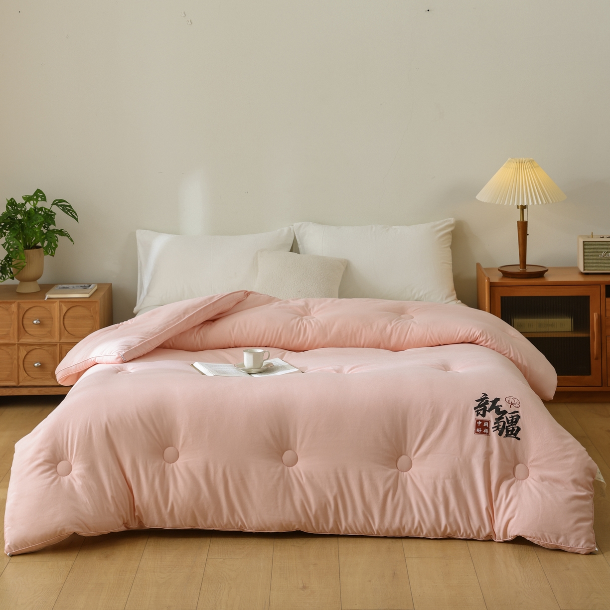 91家纺网 家纺一手货源 找家纺 雯雨家纺 2025新款100%双边立体麻绳棉花冬被被子被芯 双边立体棉花被-粉色