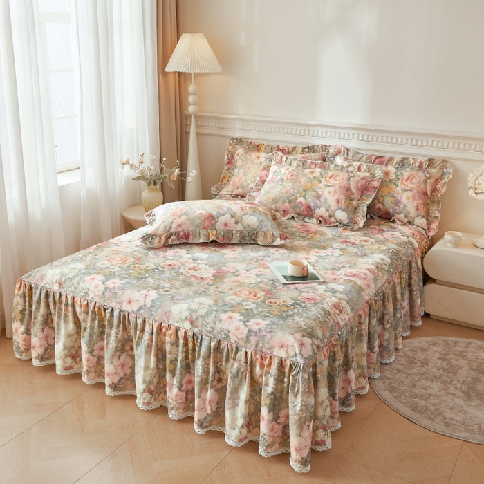 91家纺网 家纺一手货源 找家纺 （总）缦彩 全棉A类100%数码印花床裙遮丑花边床单床罩单品