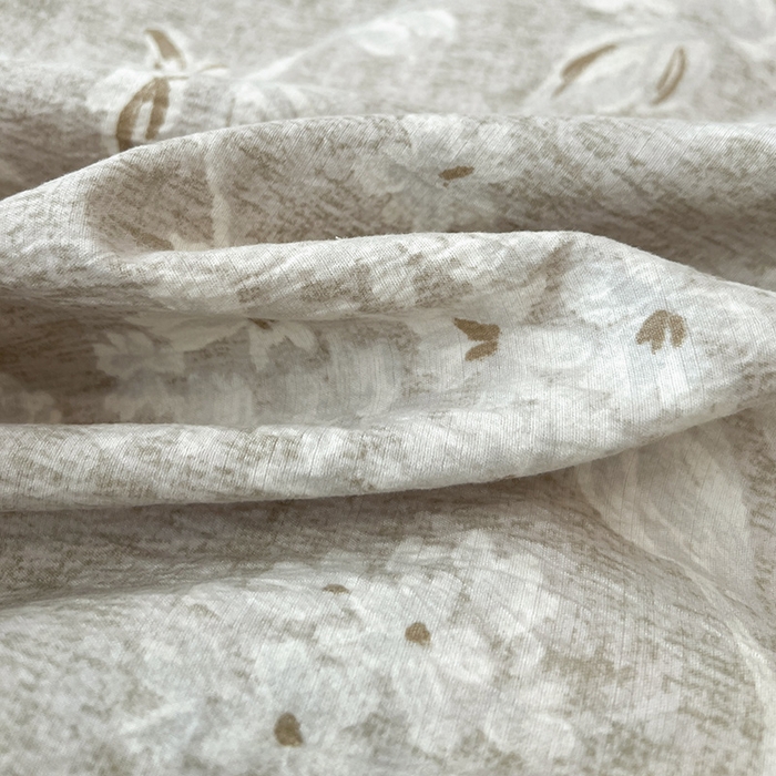 91家纺网 家纺一手货源 找家纺 鑫利来家纺 2025新款加厚高克重亚麻复古原麻皱皱纱印花法式花边四件套 海棠花溪