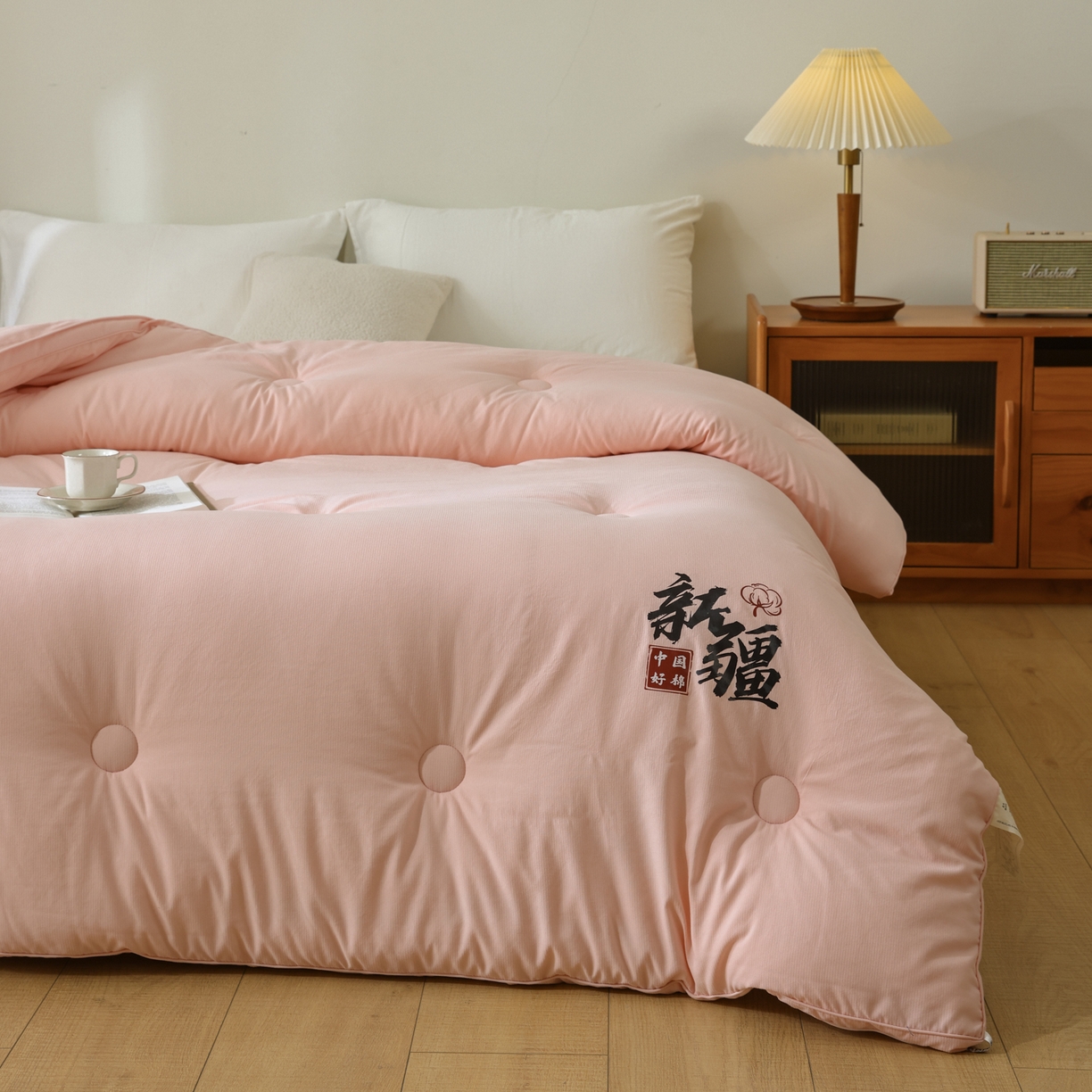 91家纺网 家纺一手货源 找家纺 雯雨家纺 2025新款100%双边立体麻绳棉花冬被被子被芯 双边立体棉花被-粉色