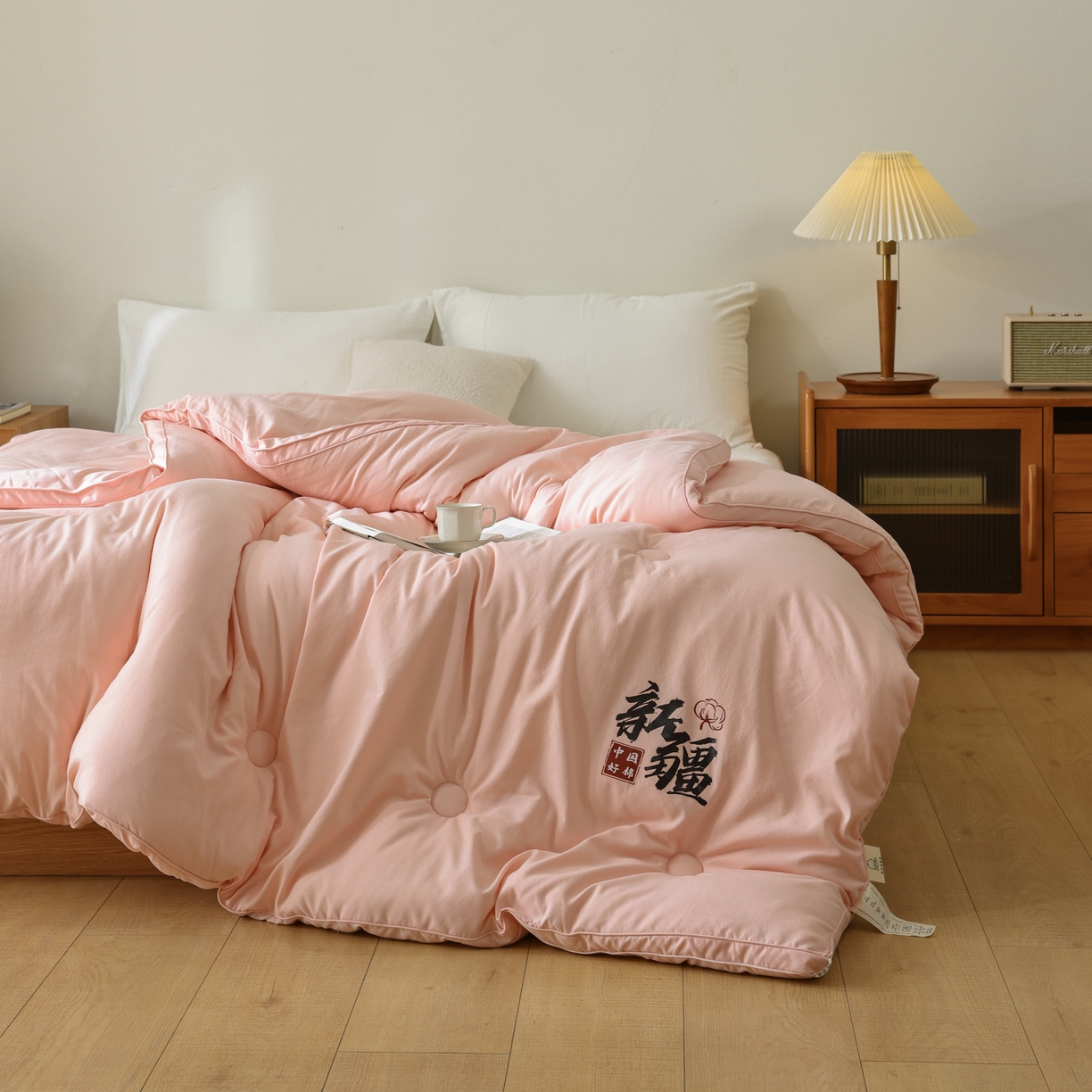 91家纺网 家纺一手货源 找家纺 雯雨家纺 2025新款100%双边立体麻绳棉花冬被被子被芯 双边立体棉花被-粉色