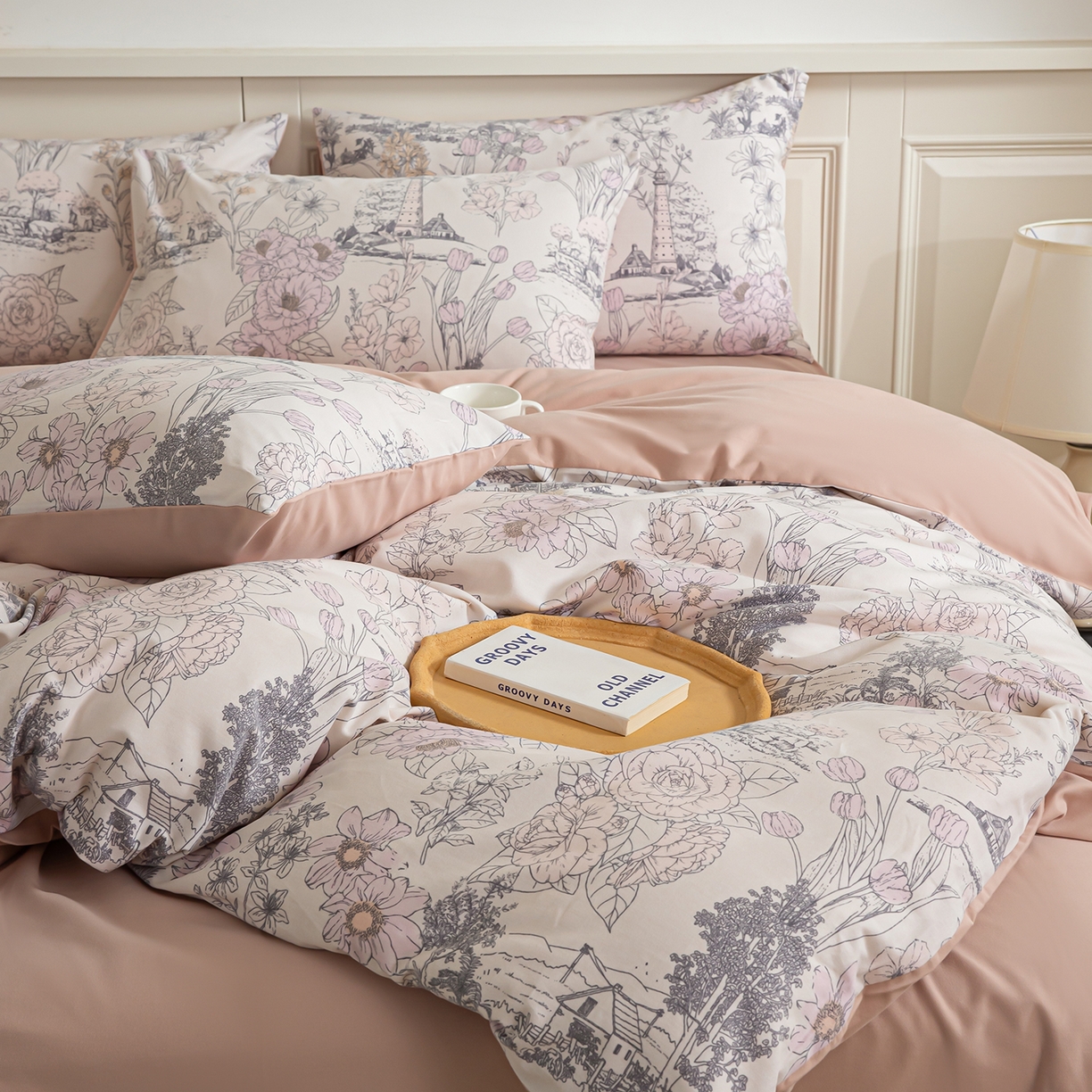 91家纺网 家纺一手货源 找家纺 绫韵家纺 2025秋冬新款印花全棉磨毛冬季加厚纯棉磨毛三件套四件套系列 美丽人生