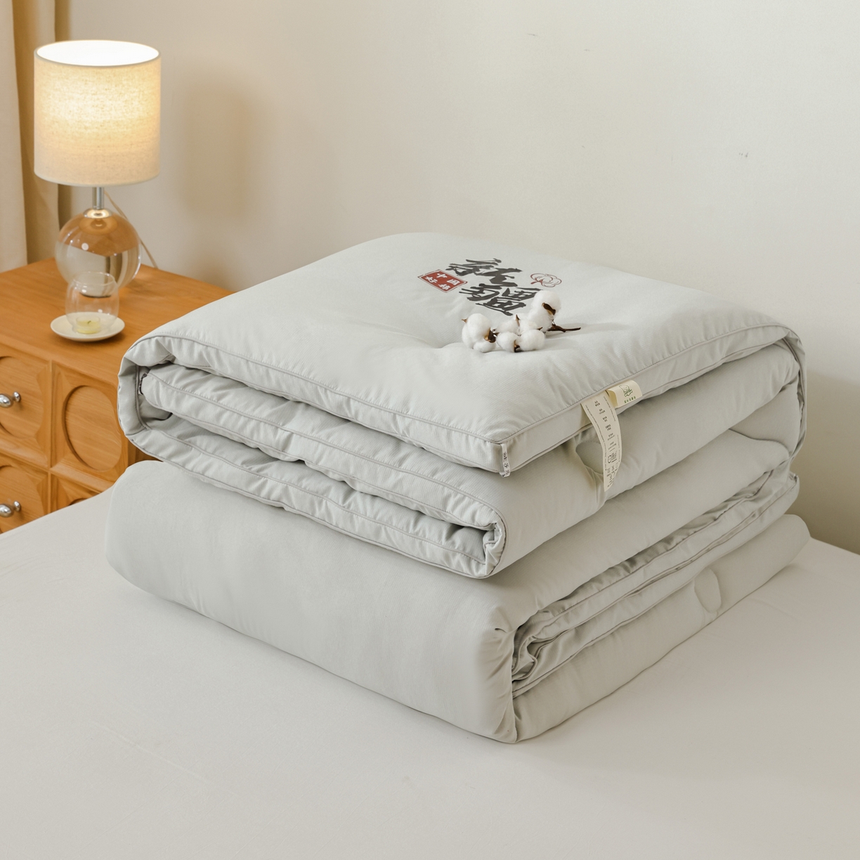 91家纺网 家纺一手货源 找家纺 雯雨家纺 2025新款100%双边立体麻绳棉花冬被被子被芯 双边立体棉花被-灰色