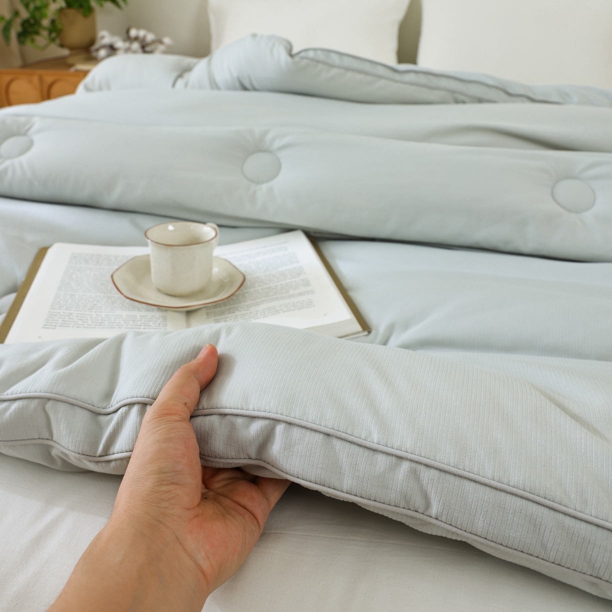 91家纺网 家纺一手货源 找家纺 雯雨家纺 2025新款100%双边立体麻绳棉花冬被被子被芯 双边立体棉花被-灰色