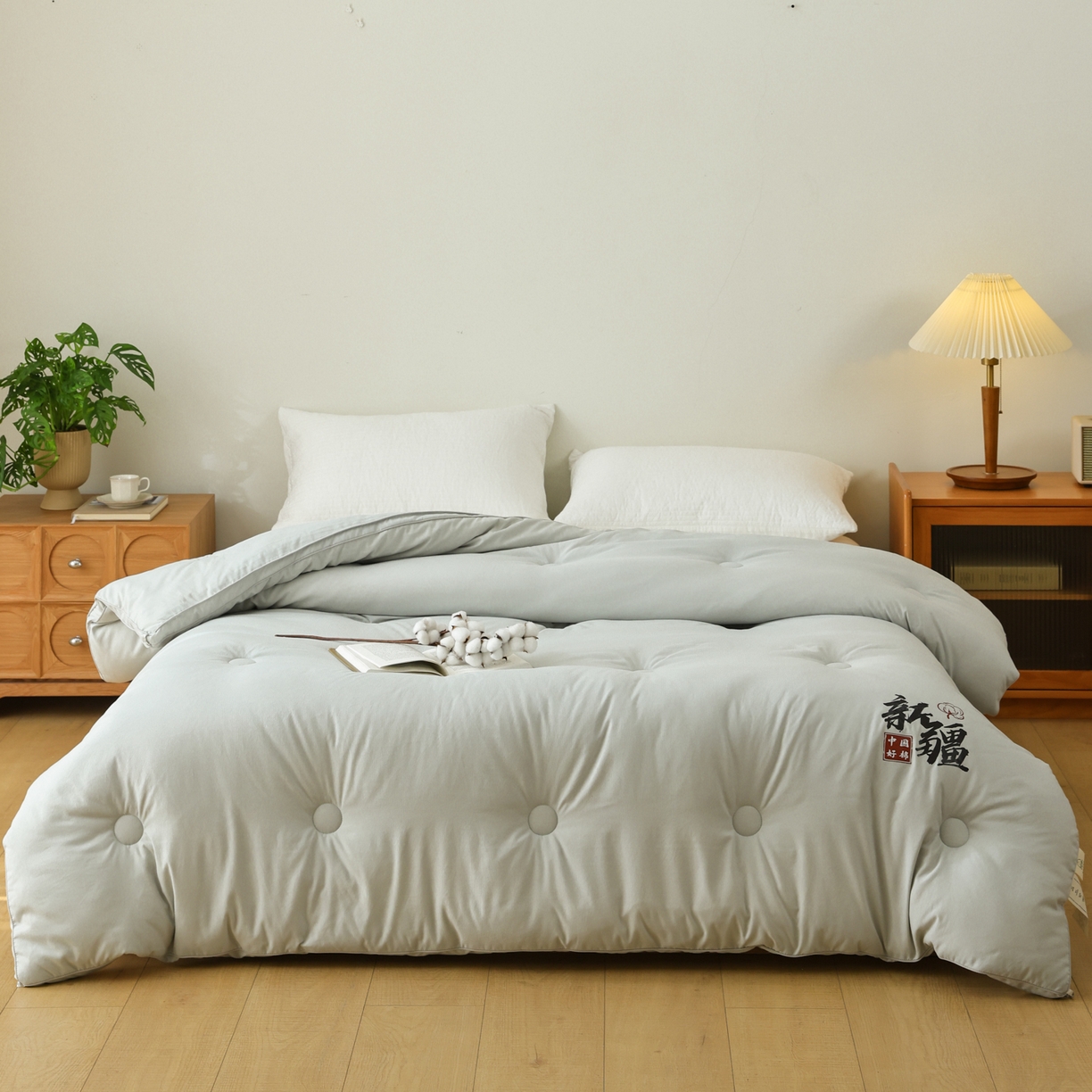 91家纺网 家纺一手货源 找家纺 雯雨家纺 2025新款100%双边立体麻绳棉花冬被被子被芯 双边立体棉花被-灰色