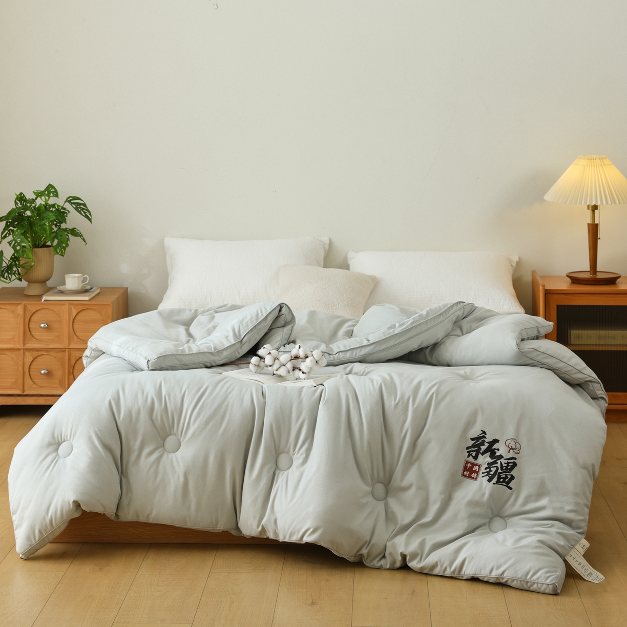 91家纺网 家纺一手货源 找家纺 雯雨家纺 2025新款100%双边立体麻绳棉花冬被被子被芯 双边立体棉花被-灰色