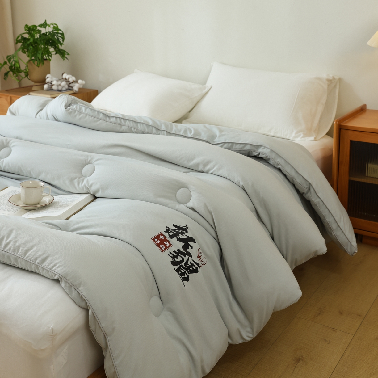 91家纺网 家纺一手货源 找家纺 雯雨家纺 2025新款100%双边立体麻绳棉花冬被被子被芯 双边立体棉花被-灰色