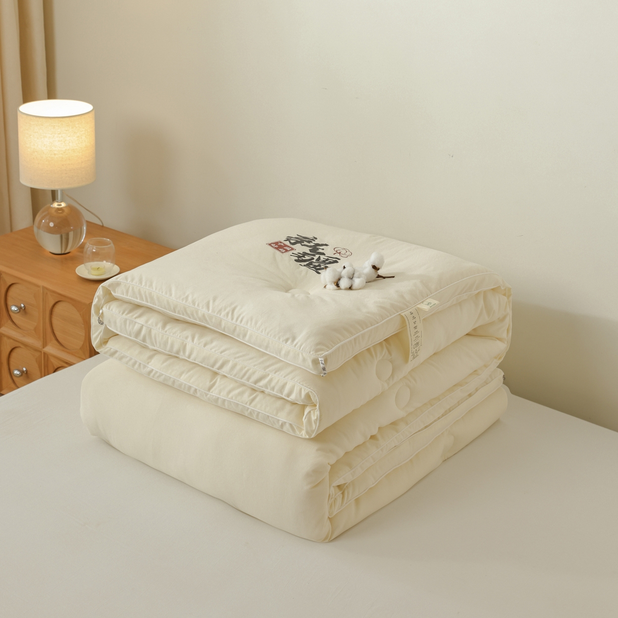 91家纺网 家纺一手货源 找家纺 雯雨家纺 2025新款100%双边立体麻绳棉花冬被被子被芯 双边立体棉花被-米黄