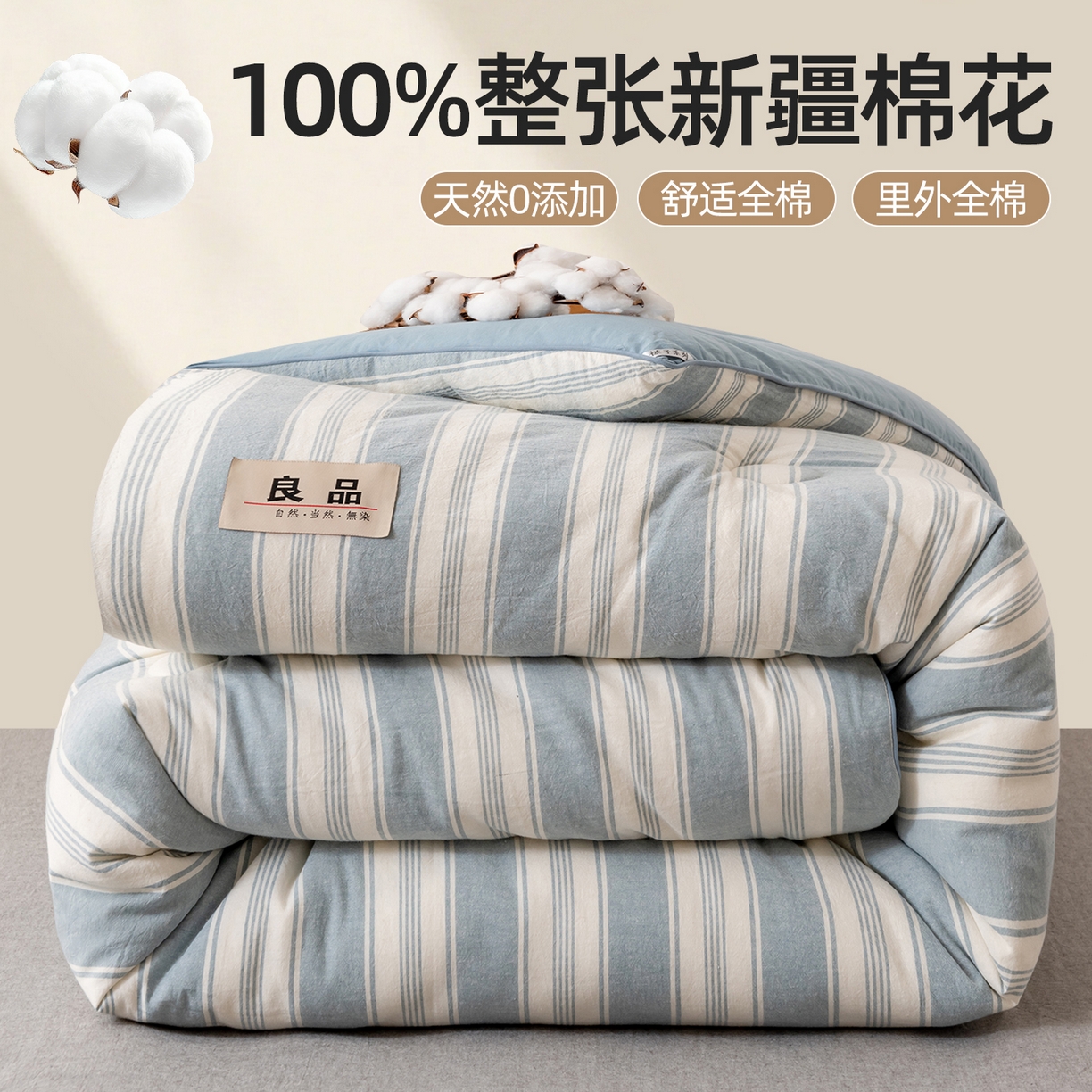 91家纺网 家纺一手货源 找家纺 雯雨家纺 2025新款100%里外全棉纯棉新疆棉花被冬被春秋被夏凉被四季被 布莱格-兰