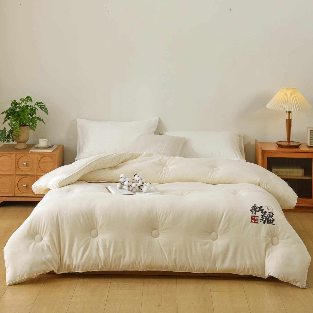 91家纺网 家纺一手货源 找家纺 雯雨家纺 2025新款100%双边立体麻绳棉花冬被被子被芯 双边立体棉花被-米黄