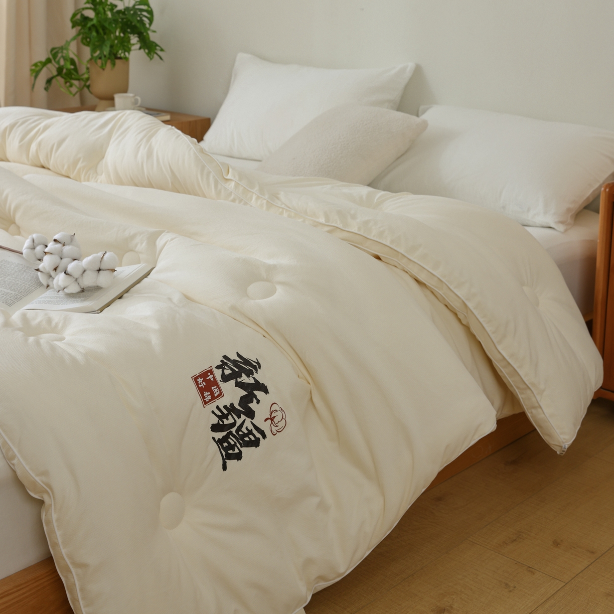 91家纺网 家纺一手货源 找家纺 雯雨家纺 2025新款100%双边立体麻绳棉花冬被被子被芯 双边立体棉花被-米黄