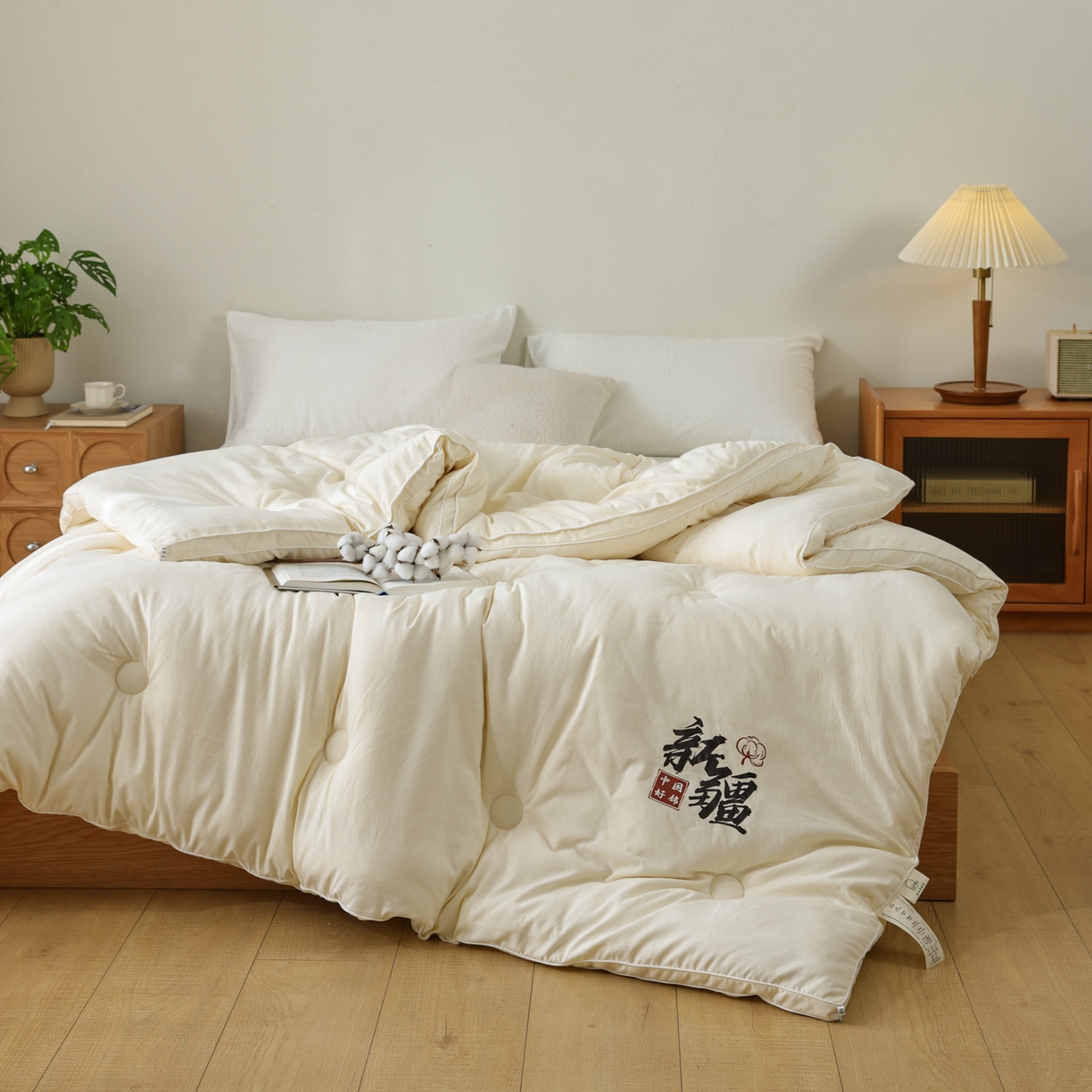 91家纺网 家纺一手货源 找家纺 雯雨家纺 2025新款100%双边立体麻绳棉花冬被被子被芯 双边立体棉花被-米黄