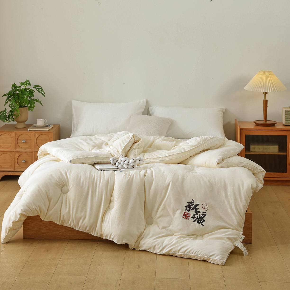 91家纺网 家纺一手货源 找家纺 雯雨家纺 2025新款100%双边立体麻绳棉花冬被被子被芯 双边立体棉花被-米黄