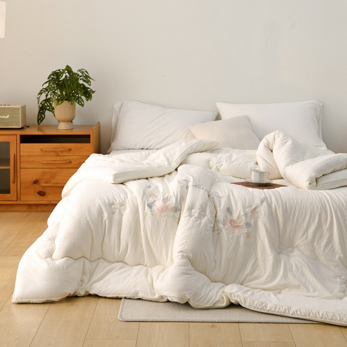 91家纺网 家纺一手货源 找家纺 （总）雯雨家纺 2025新款A类绣花立体麻绳大豆被被子冬被春秋被被芯纤维被冬被被子被芯