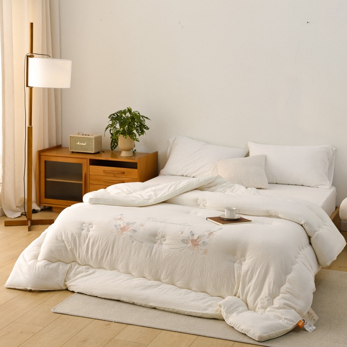 91家纺网 家纺一手货源 找家纺 （总）雯雨家纺 2025新款A类绣花立体麻绳大豆被被子冬被春秋被被芯纤维被冬被被子被芯