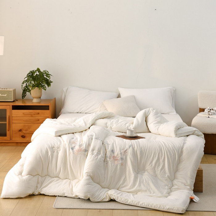 91家纺网 家纺一手货源 找家纺 （总）雯雨家纺 2025新款A类绣花立体麻绳大豆被被子冬被春秋被被芯纤维被冬被被子被芯