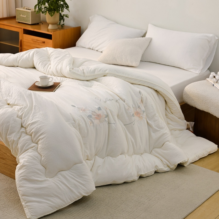 91家纺网 家纺一手货源 找家纺 （总）雯雨家纺 2025新款A类绣花立体麻绳大豆被被子冬被春秋被被芯纤维被冬被被子被芯