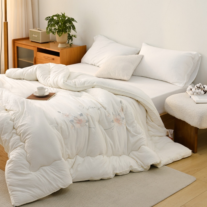 91家纺网 家纺一手货源 找家纺 （总）雯雨家纺 2025新款A类绣花立体麻绳大豆被被子冬被春秋被被芯纤维被冬被被子被芯