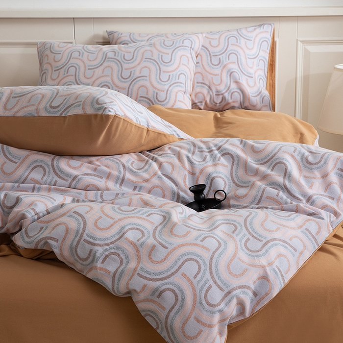 绫韵家纺 2025秋冬新款印花全棉磨毛冬季加厚纯棉磨毛三件套四件套系列 摩菲