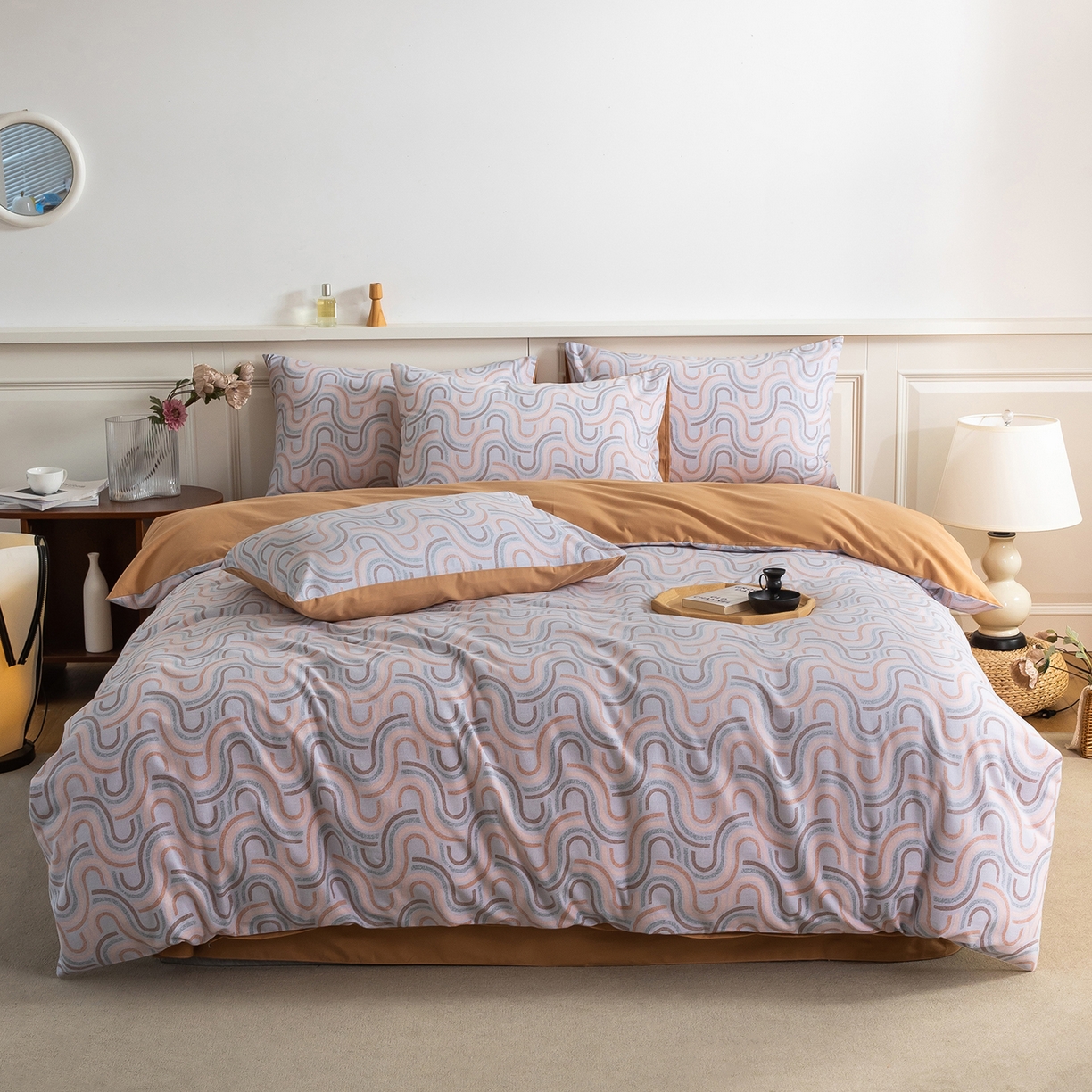 91家纺网 家纺一手货源 找家纺 绫韵家纺 2025秋冬新款印花全棉磨毛冬季加厚纯棉磨毛三件套四件套系列 摩菲