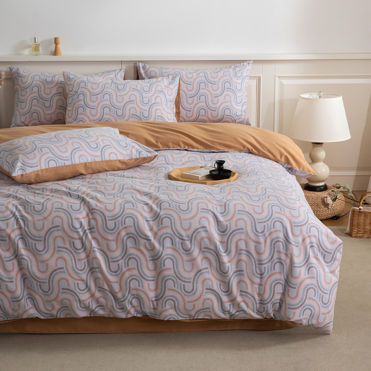 91家纺网 家纺一手货源 找家纺 绫韵家纺 2025秋冬新款印花全棉磨毛冬季加厚纯棉磨毛三件套四件套系列 摩菲