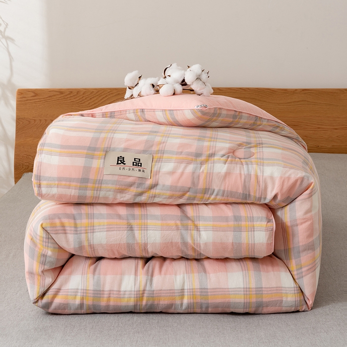 91家纺网 家纺一手货源 找家纺 雯雨家纺 2025新款100%里外全棉纯棉新疆棉花被冬被春秋被夏凉被四季被 简兮 粉
