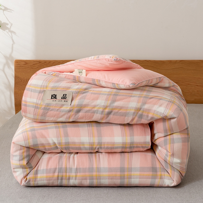 91家纺网 家纺一手货源 找家纺 雯雨家纺 2025新款100%里外全棉纯棉新疆棉花被冬被春秋被夏凉被四季被 简兮 粉