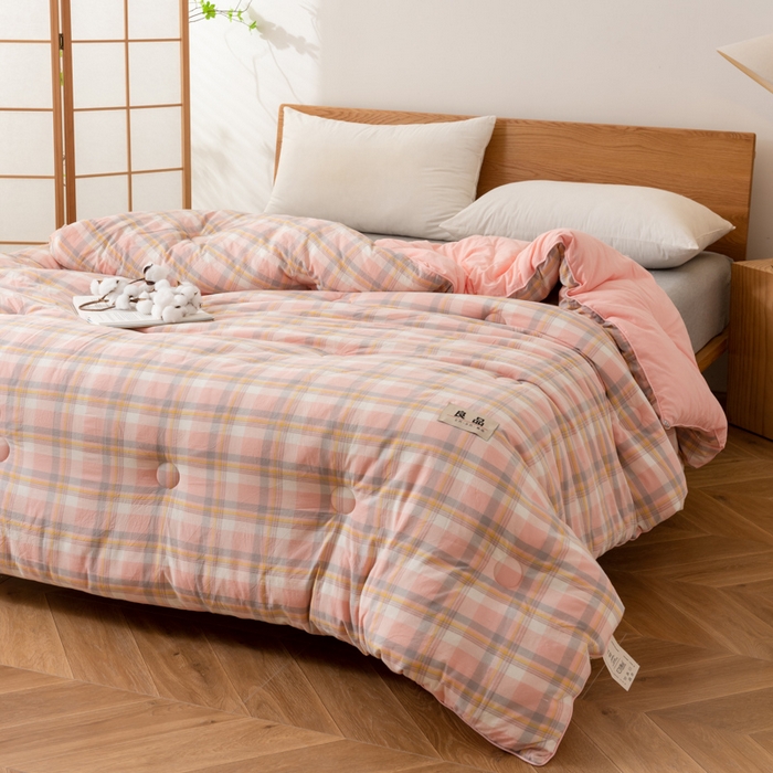 91家纺网 家纺一手货源 找家纺 雯雨家纺 2025新款100%里外全棉纯棉新疆棉花被冬被春秋被夏凉被四季被 简兮 粉