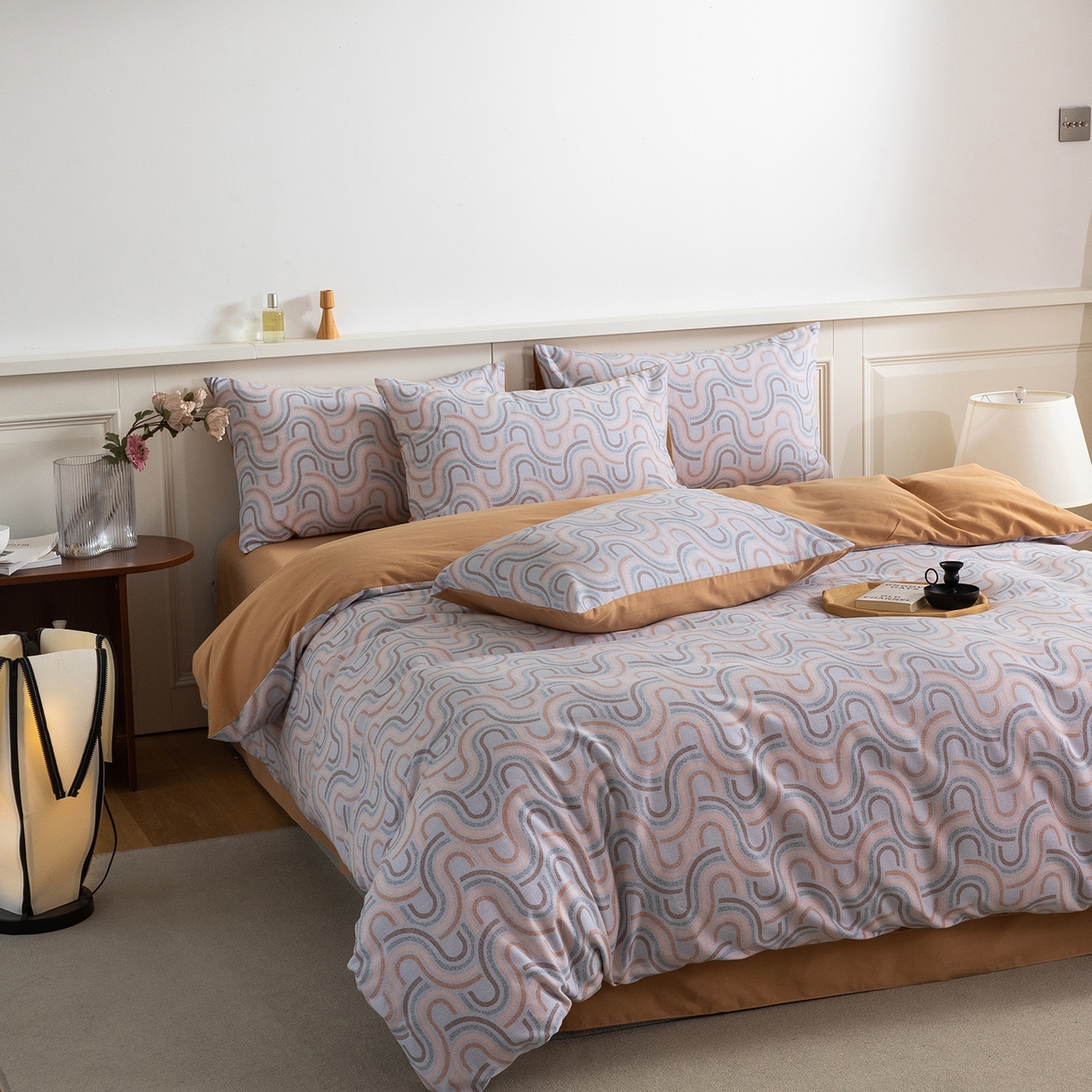 91家纺网 家纺一手货源 找家纺 绫韵家纺 2025秋冬新款印花全棉磨毛冬季加厚纯棉磨毛三件套四件套系列 摩菲