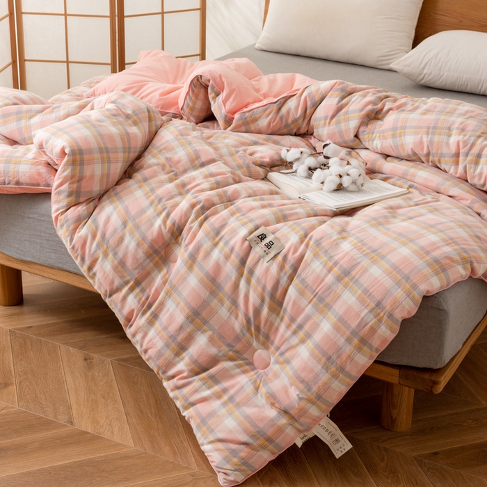 91家纺网 家纺一手货源 找家纺 雯雨家纺 2025新款100%里外全棉纯棉新疆棉花被冬被春秋被夏凉被四季被 简兮 粉